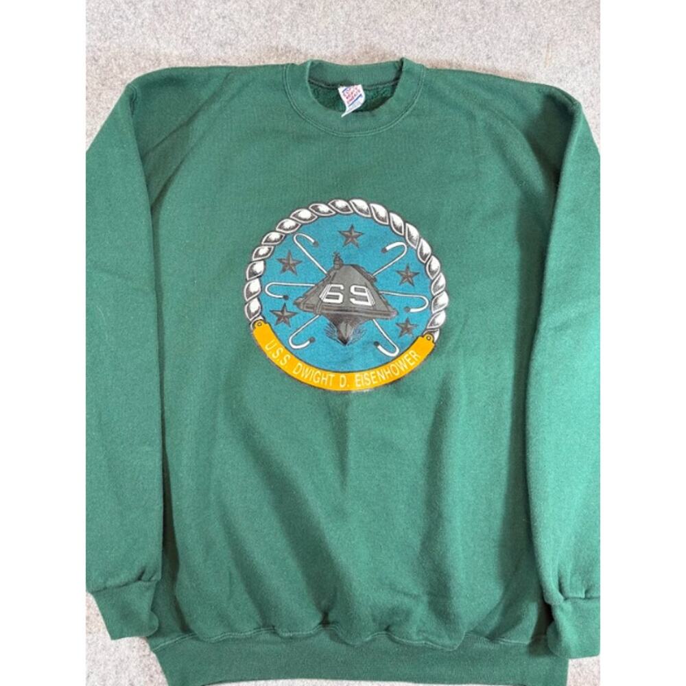 VTG 90s USS Dwight D Eisenhower CVN-69 Navy Sweatshirt Mens L Crewneck Military